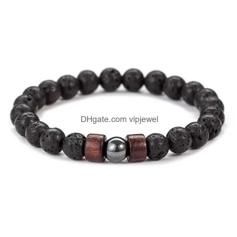 volcano lava stone wood bead bracelet diy essential oil diffuser bracelet for women men jewelry