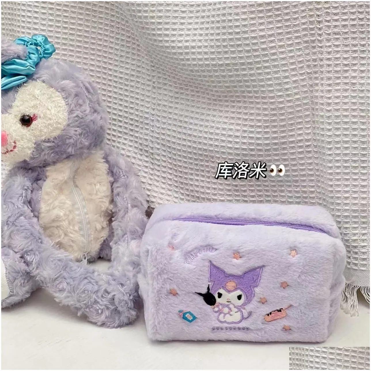 girls fuzzy cosmetics handbag girl kuromi melody casual princess accessories bags big capacity