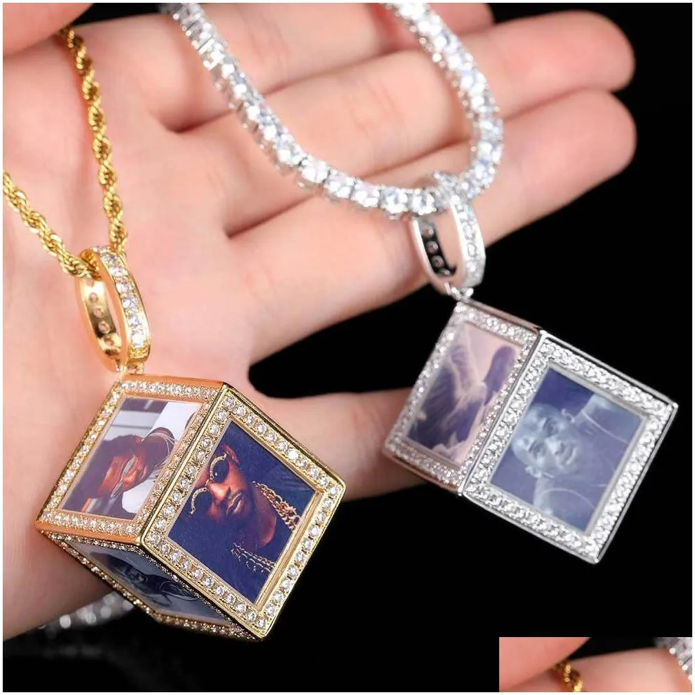 personalized photo projection necklace - square pendant with custom image - wearable picture jewelry for any occasion.