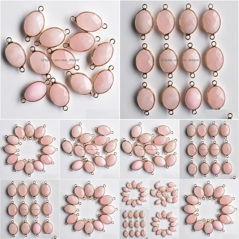 natural rose quartz crystal charms pendants connector 13x18mm for bracelets necklaces jewelry making