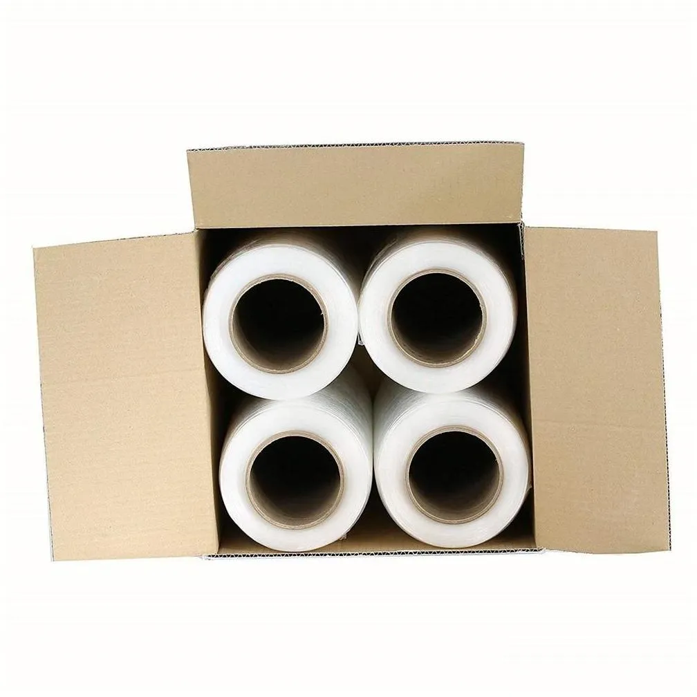 2021 new 18 x 1500 80 gauge 4 rolls pallet wrap stretch film shipping material hand shrink wraps 1500ft packing materials package