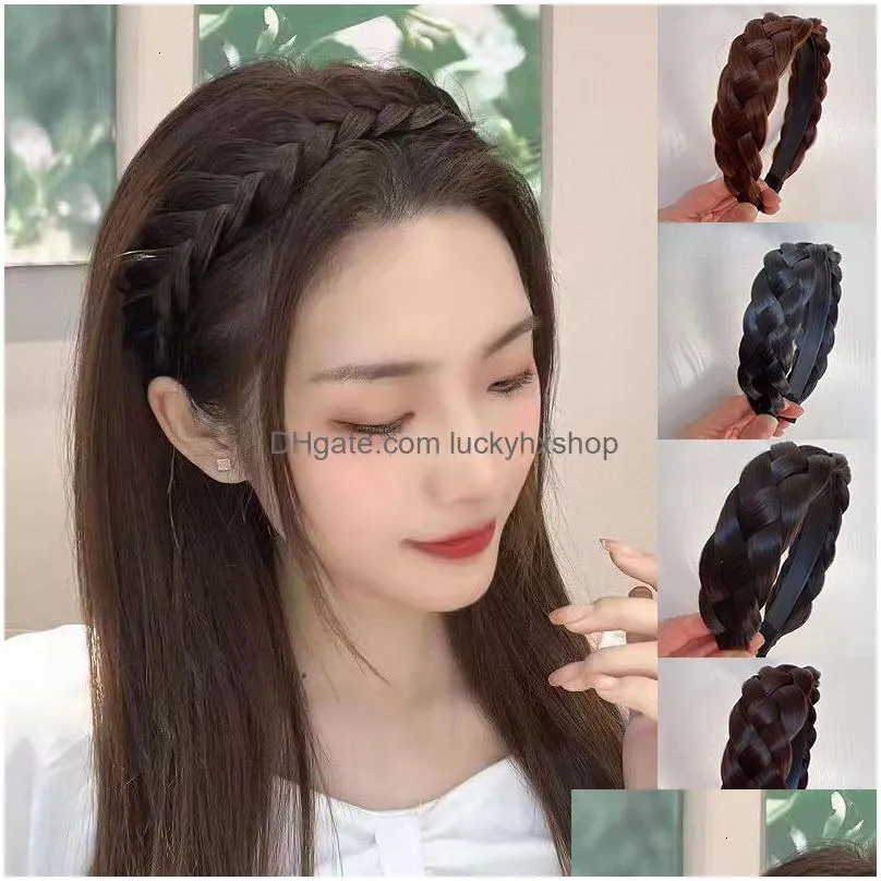 headbands twist wig headbands for women wide fishbone braids hairbands handmade head hoop hair styling headwear accessories gift