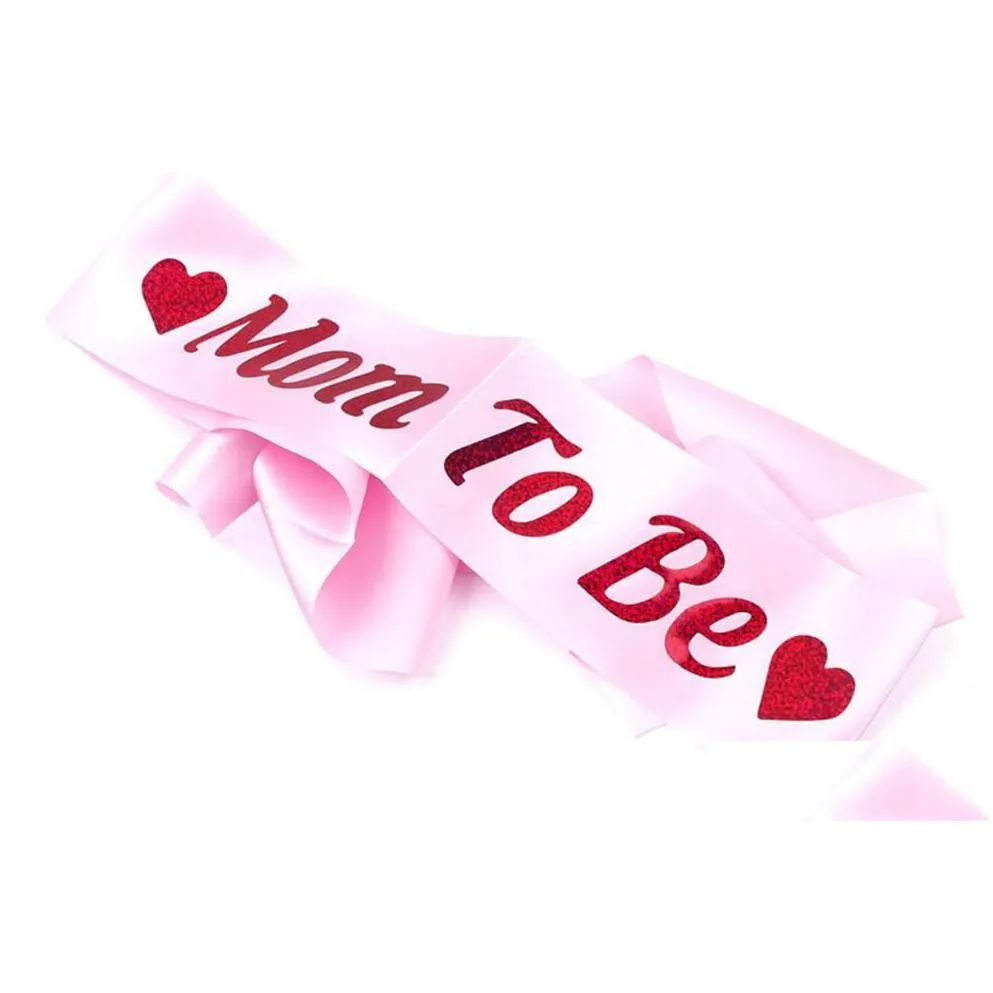 baby shower party glitter mom to be sash with heart daddy to be tinplate badge pink blue diy decorations