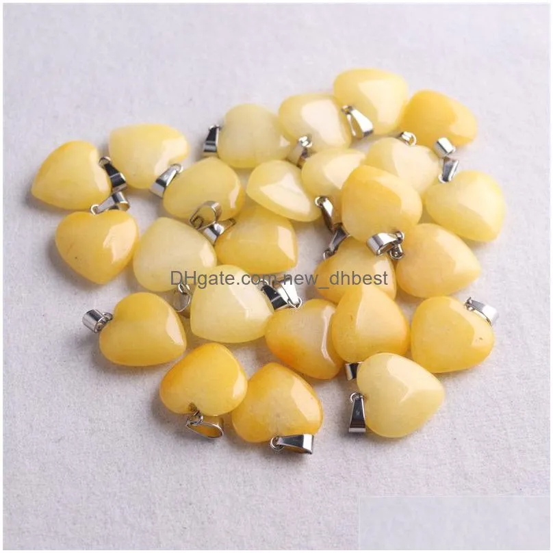 natural stone charms 20mm heart love tigers eye rose quartz opal pendants chakras gem stone fit earrings necklace jewelry making