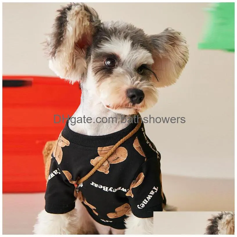 dog apparel cute bear printed pets hoodies fashion personality charm schnauzer sweaters indoor outdoor creative teddy backpacks set