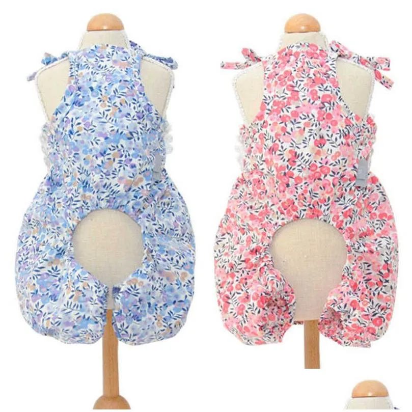 floral loose dog clothes sling vest pet jumpsuit summer princess dress for small s chiwawa pajamas tracksuit