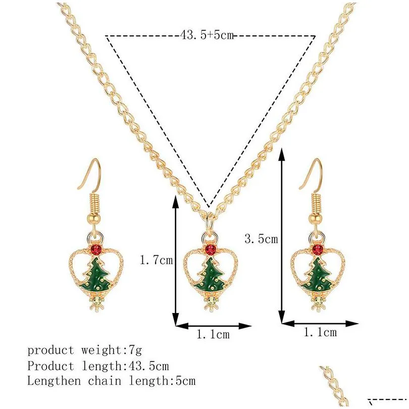 dripping colorful christmas tree earrings necklace jewelry set women girl christmas gift