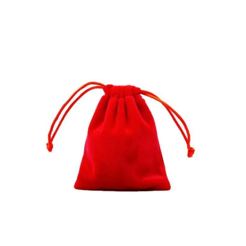 100pcs 5x7cm velvet drawstring pouch bag/jewelry bag christmas/wedding gift bags black red pink blue 8 color gc173