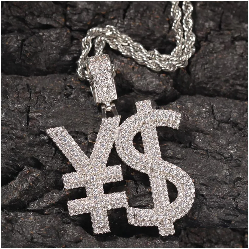 dollar symbol hip hop necklace real gold plated bling for style