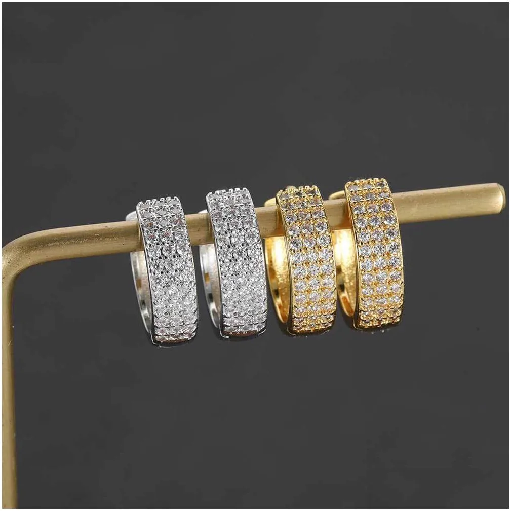 charm circle shining hoop earring white zircon copper 18k gold plated non-fading no allergy huggie earring jewelry