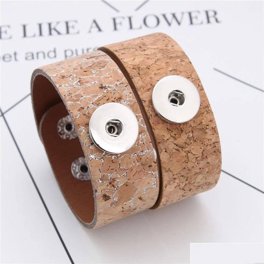 punk wide leather bracelets diy vintage adjustable pu leather snap bracelet fit 18mm snap buttons jewelry bracelet