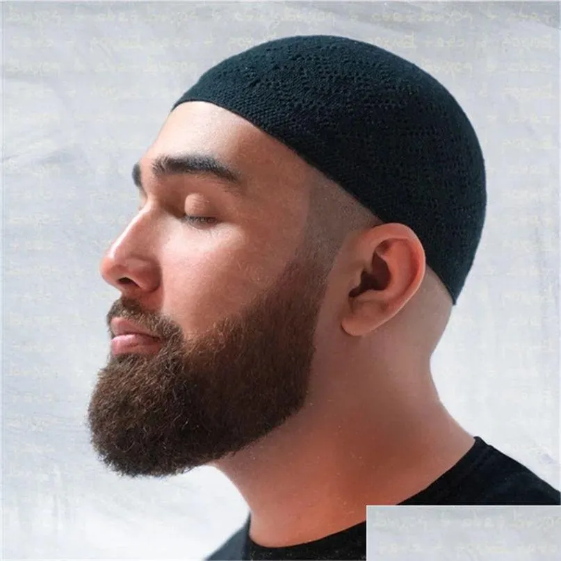 gorro beanie hat turkish muslim men women islamic kufi taqiya takke peci skull cap prayer s arabia black white gray knit 220716