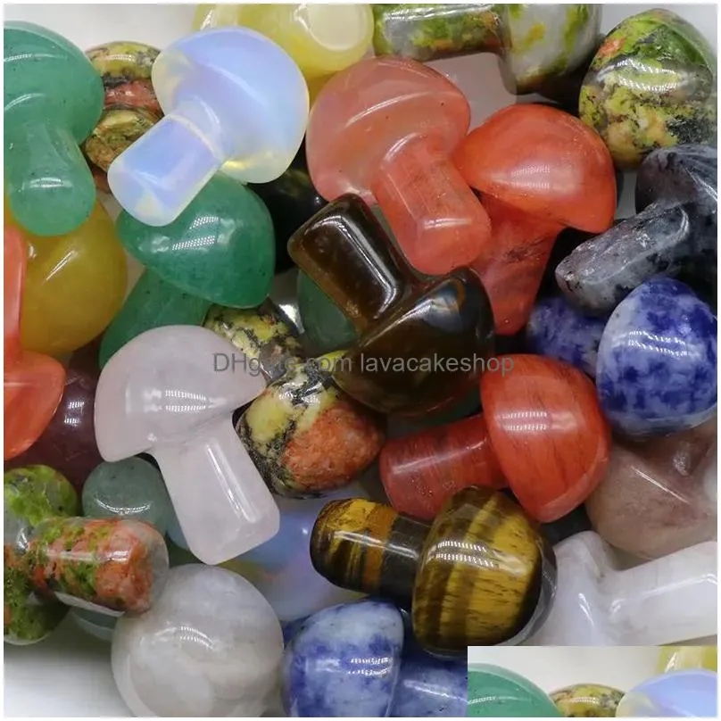 crystal agate semi-precious stones 2cm mini diy natural rainbow colorful rock mineral agate mushroom for home garden party decorations