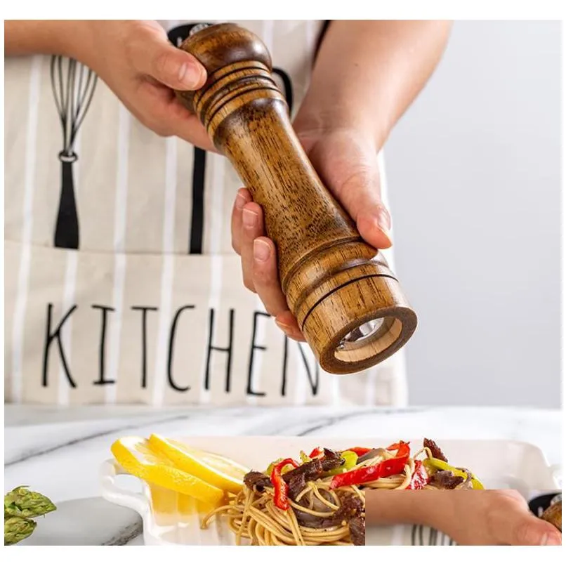 solid wood pepper mill salt grinders mills adjustable coarseness fine to coarse kitchen tools cookwear with retail box