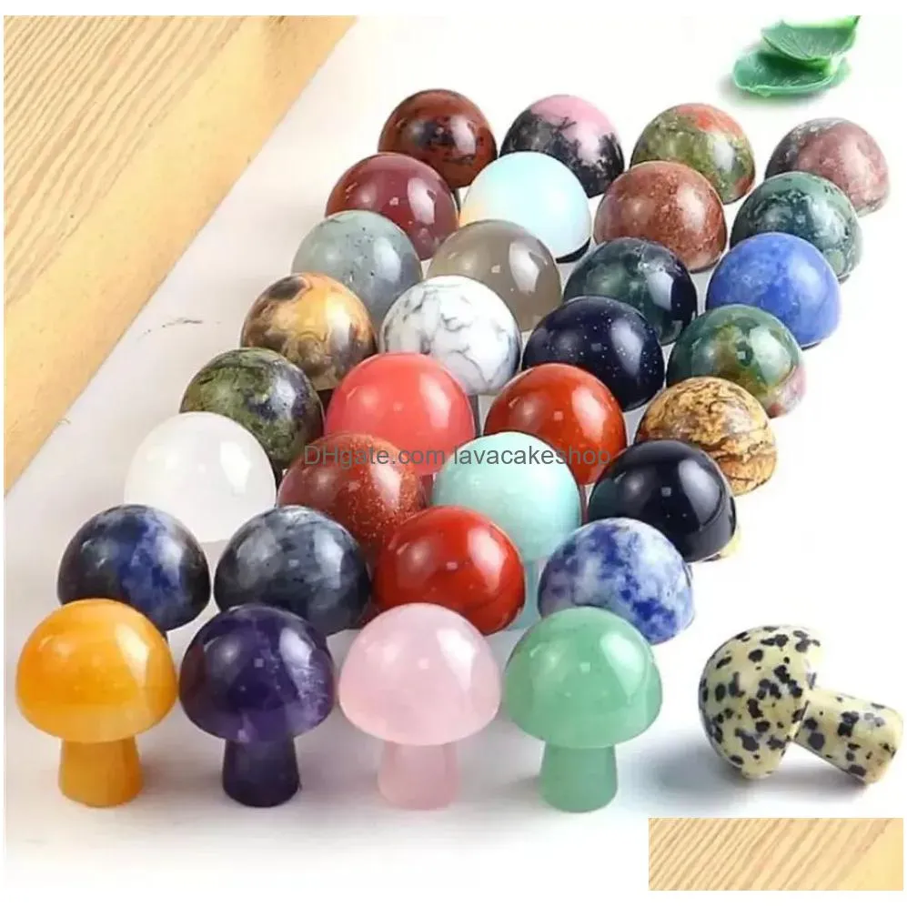 crystal agate semi-precious stones 2cm mini diy natural rainbow colorful rock mineral agate mushroom for home garden party decorations