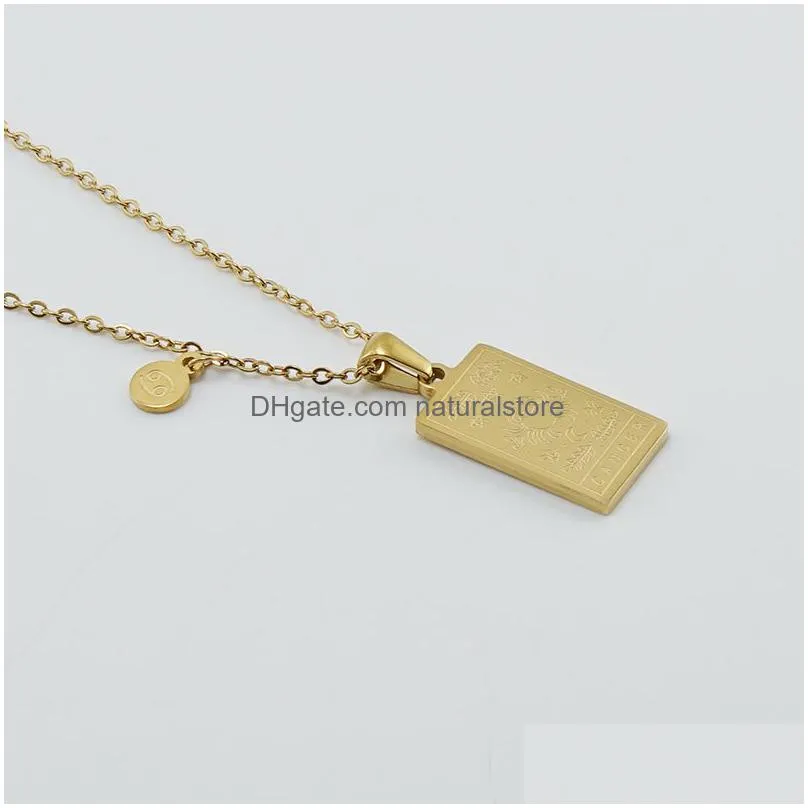 zodiac constellation necklace - stainless steel gold pendant for women and men