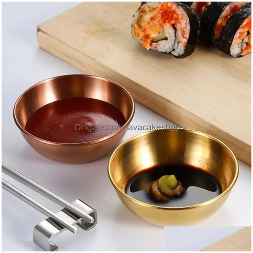 stainless steel round seasoning dishes bowls condiment cups sushi dipping small dish bowl saucers mini appetizer plates 0602