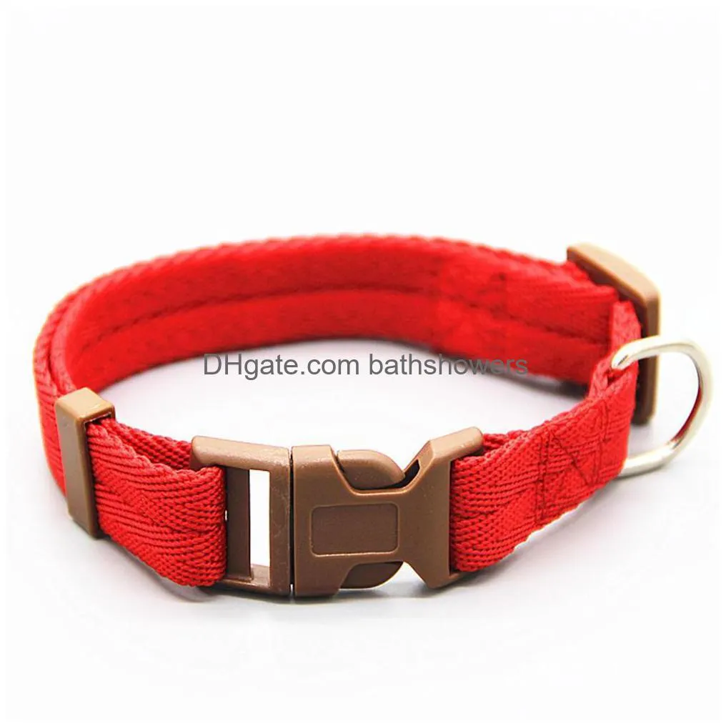 classic solid colors basic pet dog collars polyester nylon dog collars with quick snap buckle leash
