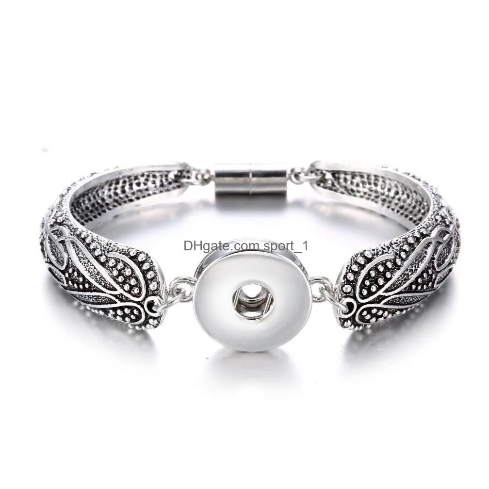 ancient silver 18mm snap button magnet bracelet snaps buttons bracelets jewelry for women men