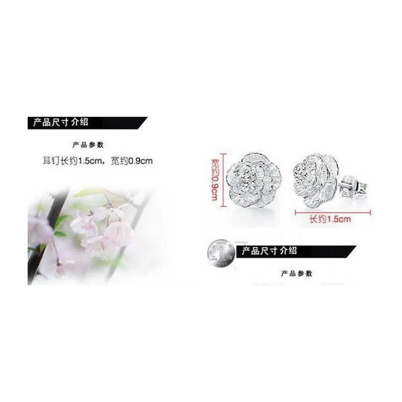 925 sterling silver elegant sakura arrival crown stud earrings jewelry beautiful wedding / engagement gift 