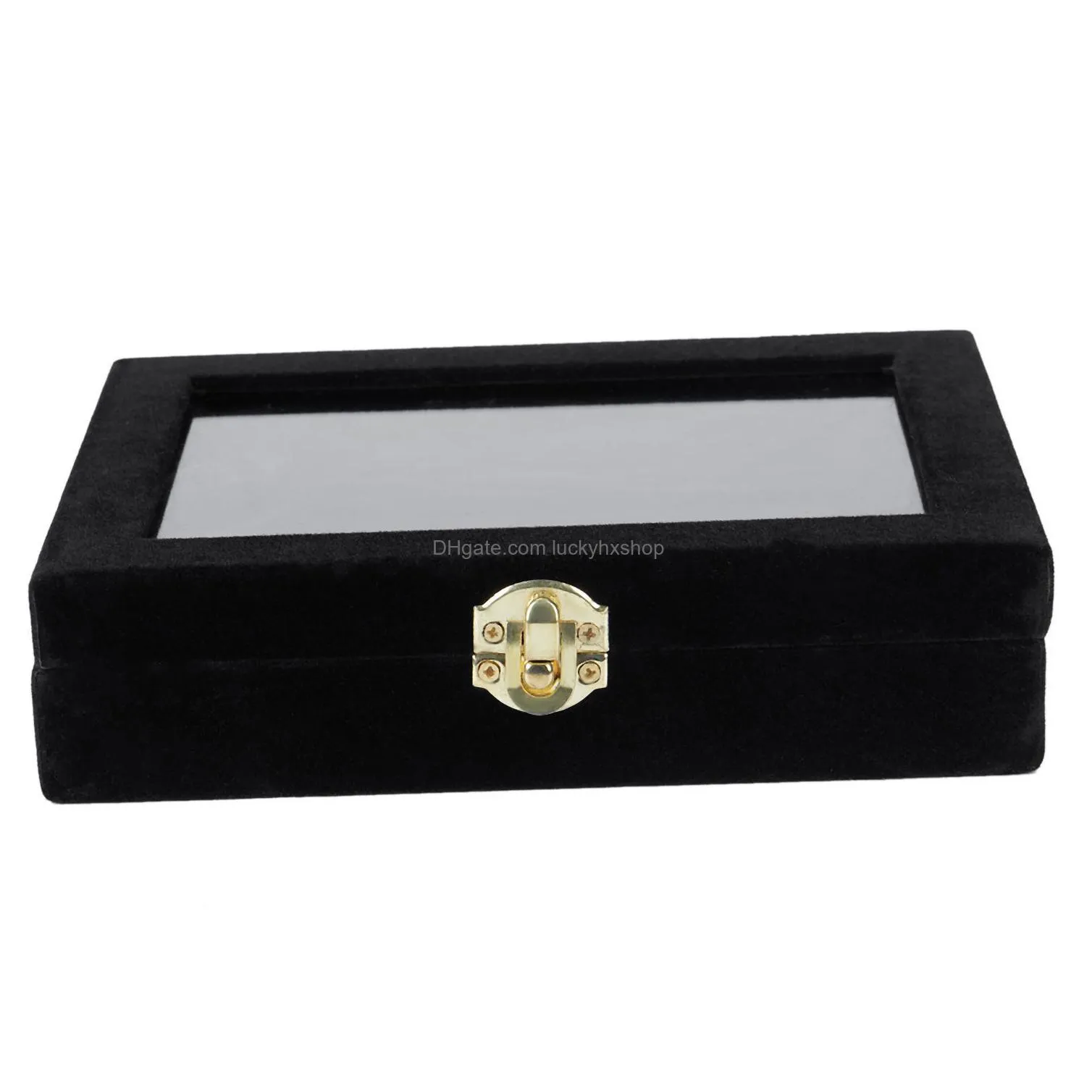 velvet glass ring earring jewelry display organizer box tray holder storage case mx200810