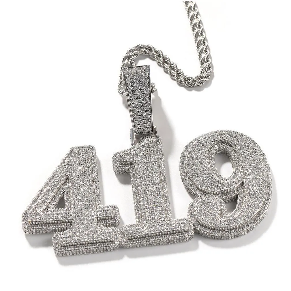 a-z custom number letters pendant necklaces bling cubic zircon real gold plated