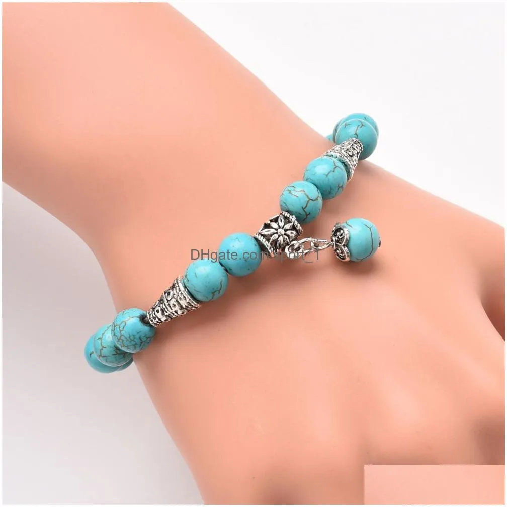 8mm black lava stone turquoise bracelet diy aromatherapy  oil diffuser bracelet for women men