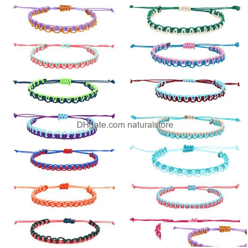 wax string woven bracelets for women 14 colors multilayer woven friendship bracelet bohemia bangle gift jewelry