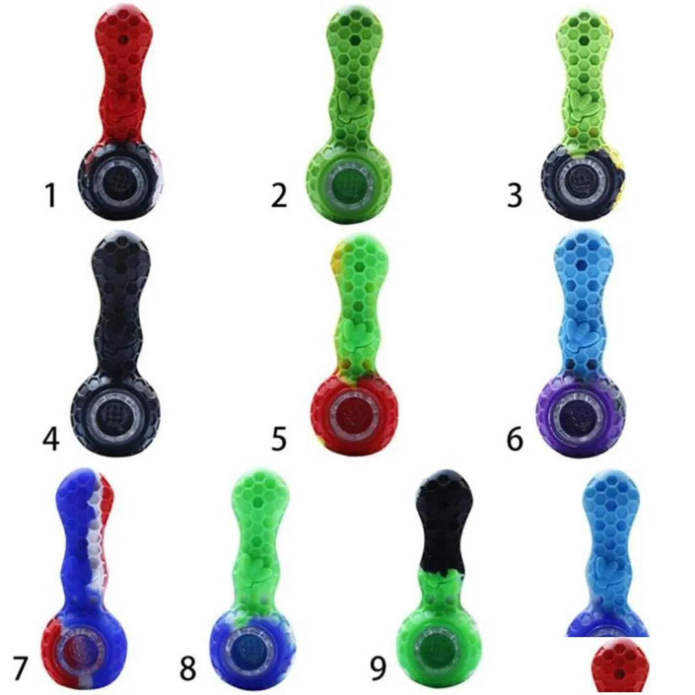 water pipe bees silicone travel tobacco pipes spoon cigarette tubes glass bong dry herb accessories smoking pipe