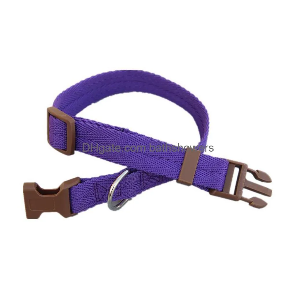 classic solid colors basic pet dog collars polyester nylon dog collars with quick snap buckle leash