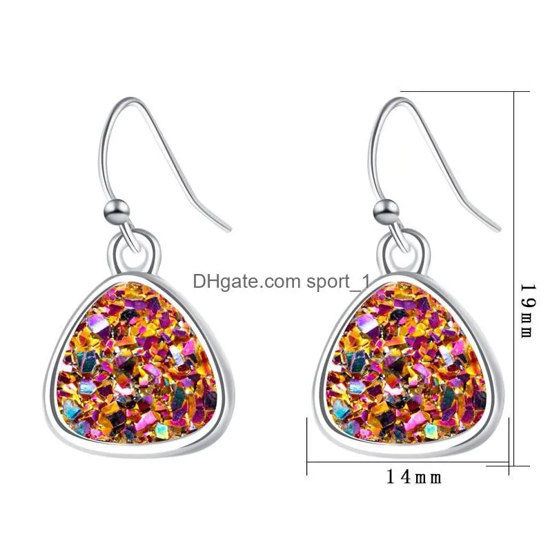  styles druzy drusy earrings 6colors irregular triangle resin natural stone dangle earrings for women jewelry