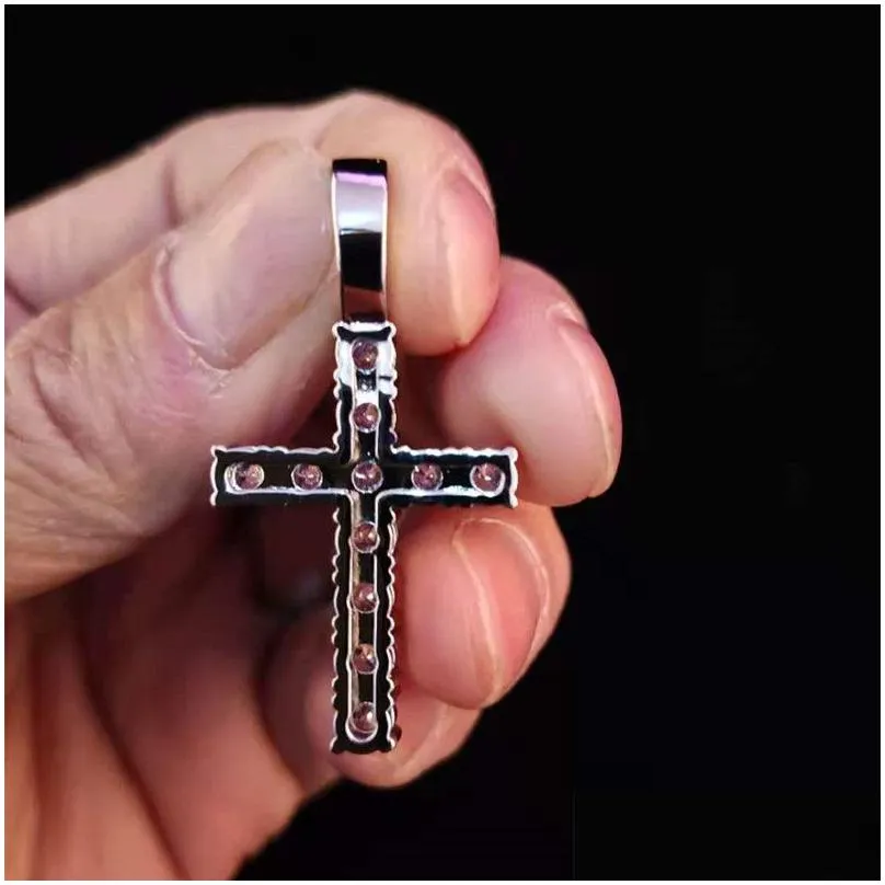 pendant cross necklace with zircon tennis chain - hip hop iced out jewelry for men and women