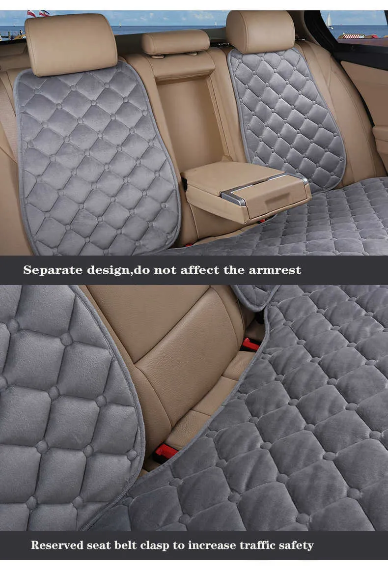 New Warm Plush Car Seat Cover Winter Front Rear Back Auto Seat Cushion Protector with Thicken Cotton Filling Universal Fit Truck SUV