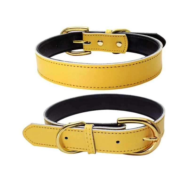 gold pin buckle dog collars with adjustable buckles fashion leather dogs collars neck decoration pet supplies accessories