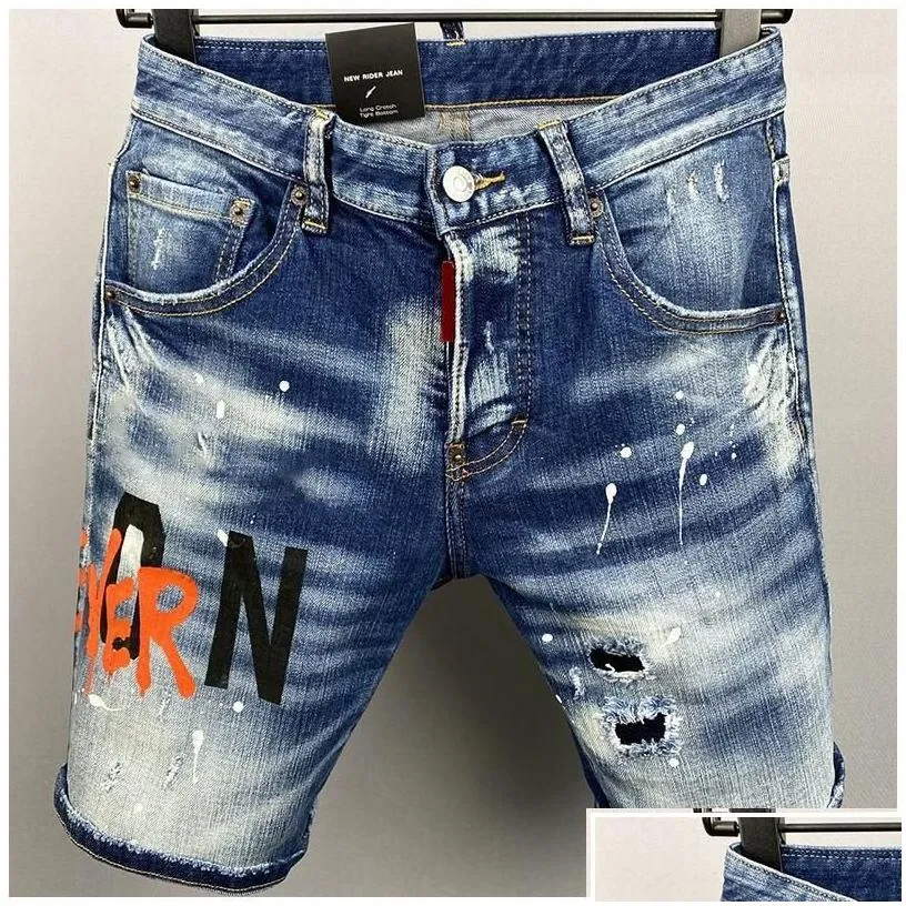 MenS Jeans Dsquare Short For Man Men Jean Uomo Knee Mens Casual Designer Luxury Ripped Womens Purple Drop Delivery Apparel Clothing