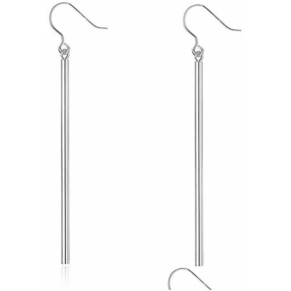 dangle chandelier long bar earrings for women girl.vertical stick round line drop earring simple geometric strip dangling