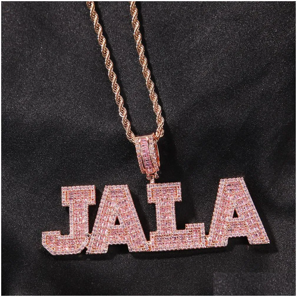 topbling hip hop a-z custom letters pendant necklace charm gift for men women bling iced t zircon 18k real gold plated