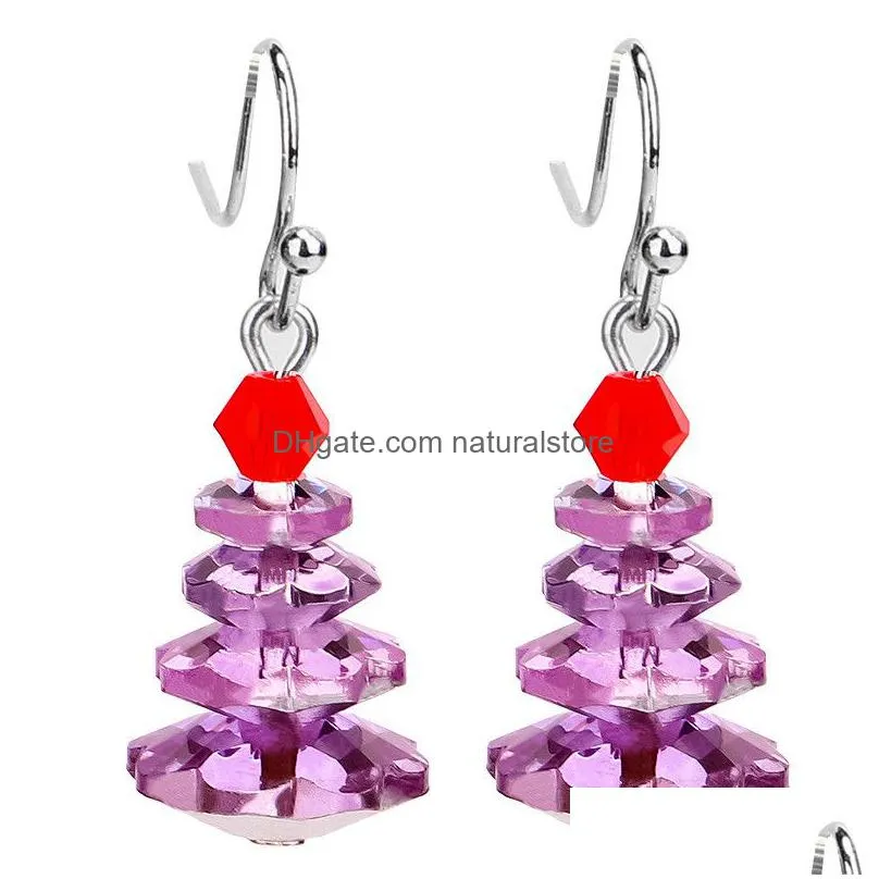 christmas tree dorp dangle earring colorful crystal pagoda pendant earrings temperament jewelry accessories