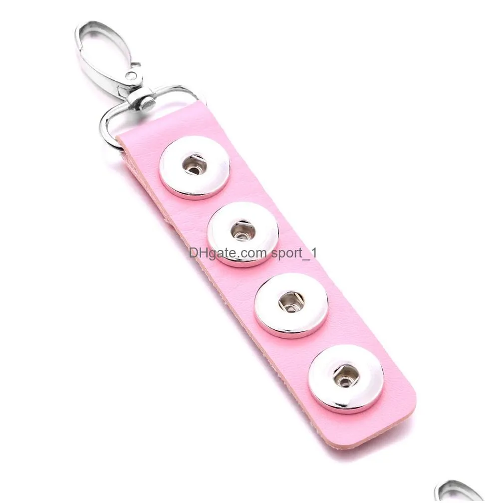 rectangle pu leather keychain jewelry 18mm snap buttons key pendant chain car bag snaps keyring