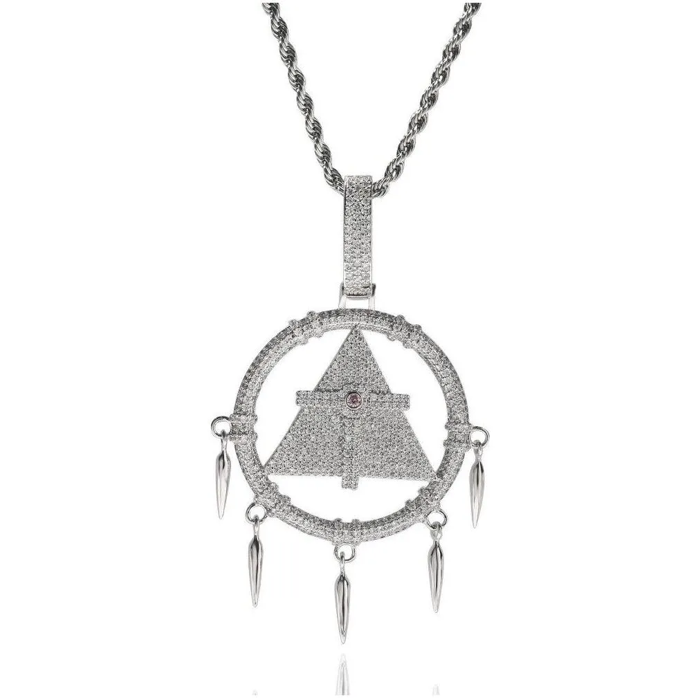 geometric zircon hip hop necklace - real white gold plated jewelry for bling lovers