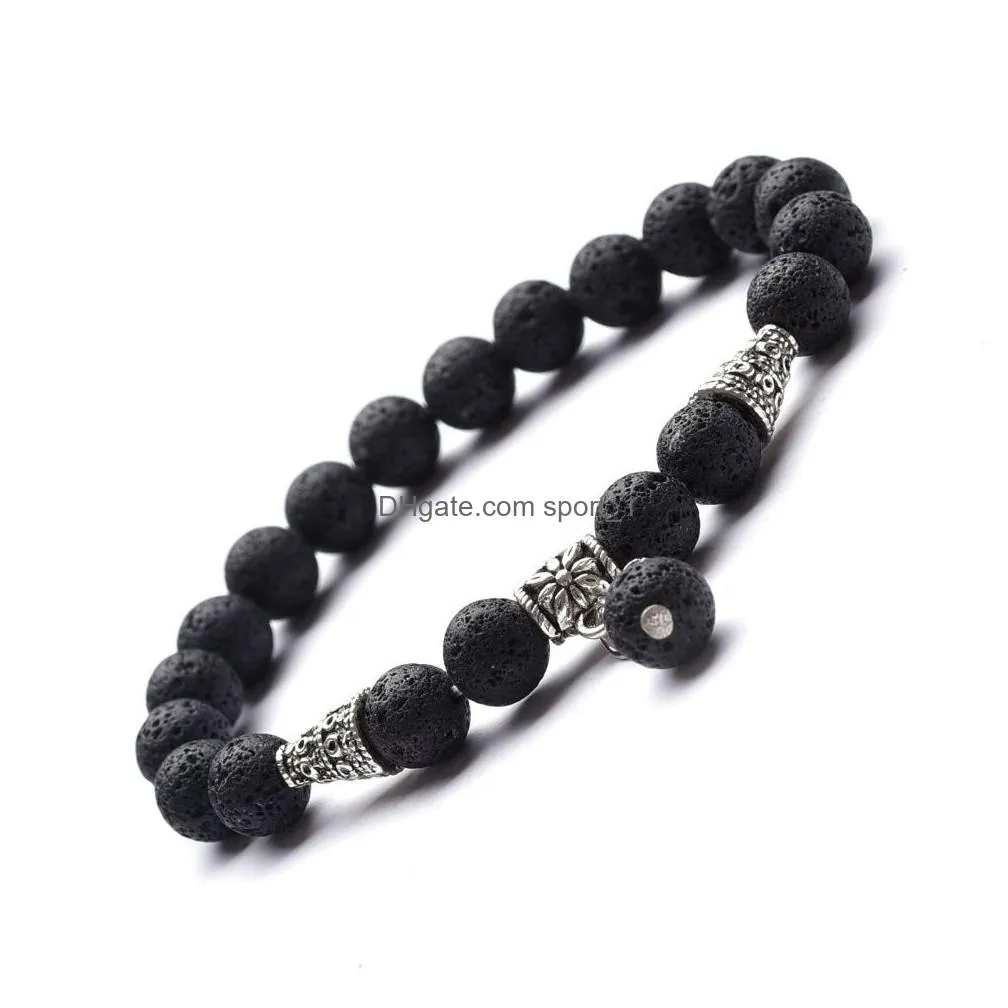 8mm black lava stone turquoise bracelet diy aromatherapy  oil diffuser bracelet for women men