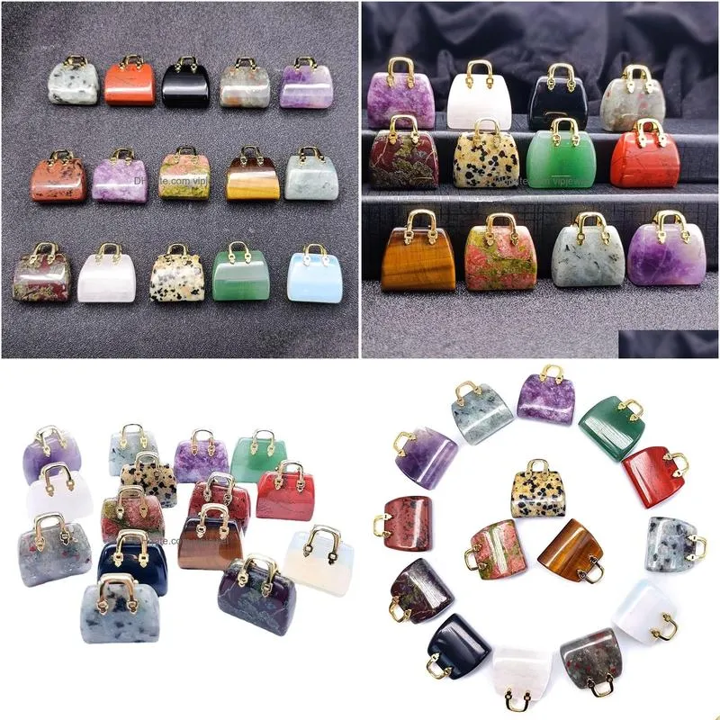 natural stone mini bag ornament healing crystal reiki gemstone pendant crafts home decoration gift