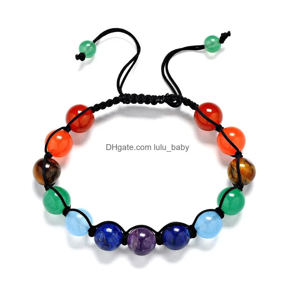 7 chakra healing balance bracelet 8mm 13 beads colorful natural stone yoga bracelet for women men