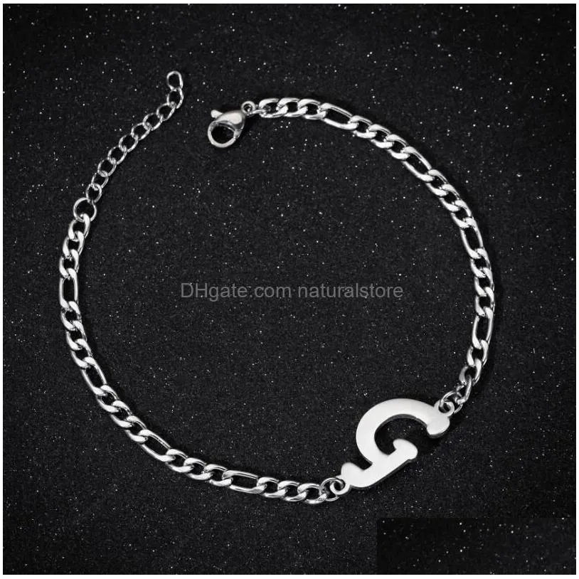 chic capital letter bracelet stainless steel chunky chain ideal girls birthday gift