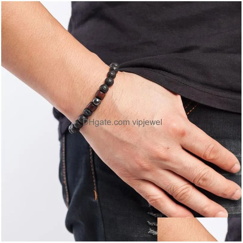 volcano lava stone wood bead bracelet diy essential oil diffuser bracelet for women men jewelry