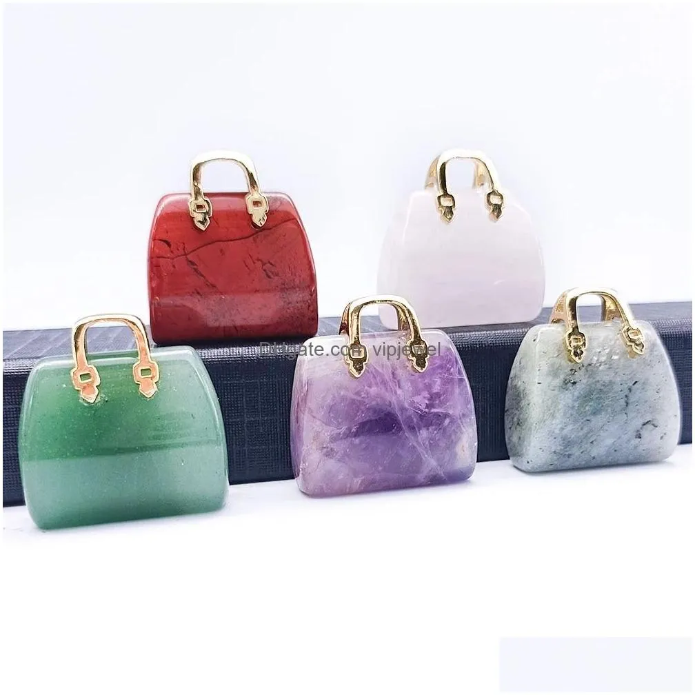 natural stone mini bag ornament healing crystal reiki gemstone pendant crafts home decoration gift