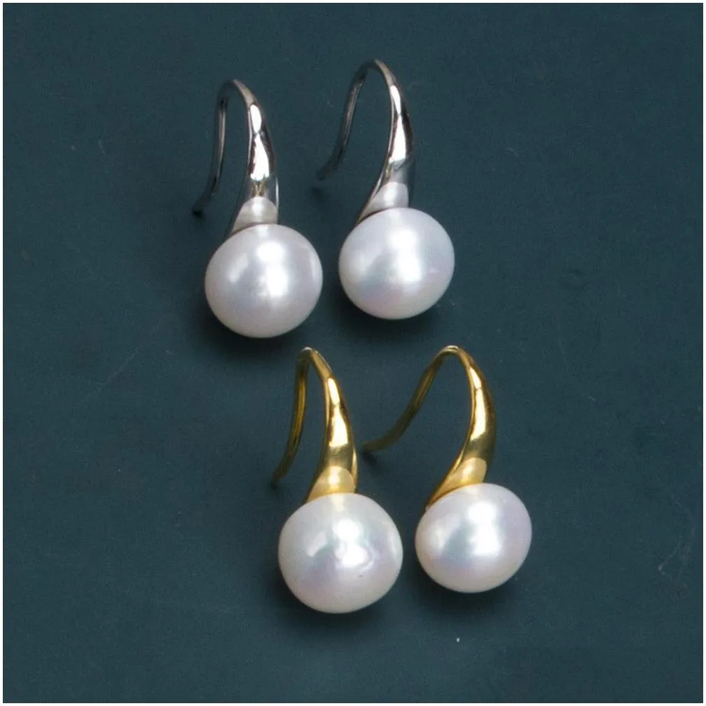 s925 sterling silver pearl dangle earring gold plated prevent allergy earrings for women gril gift freshwater natural pearls