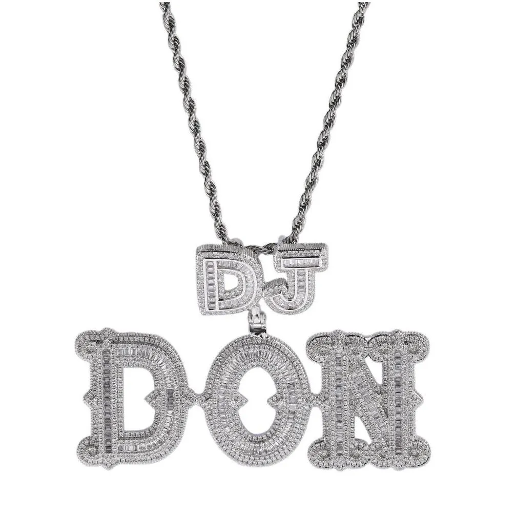a-z custom name letters pendant necklaces t zircon tail buckle men women gift jewelry