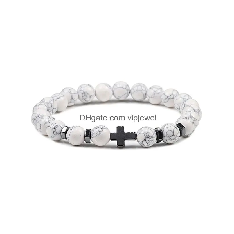 natural stone tigers eye wood beads bracelets rosary hematite crossonyx meditation bracelet women yoga jewelry
