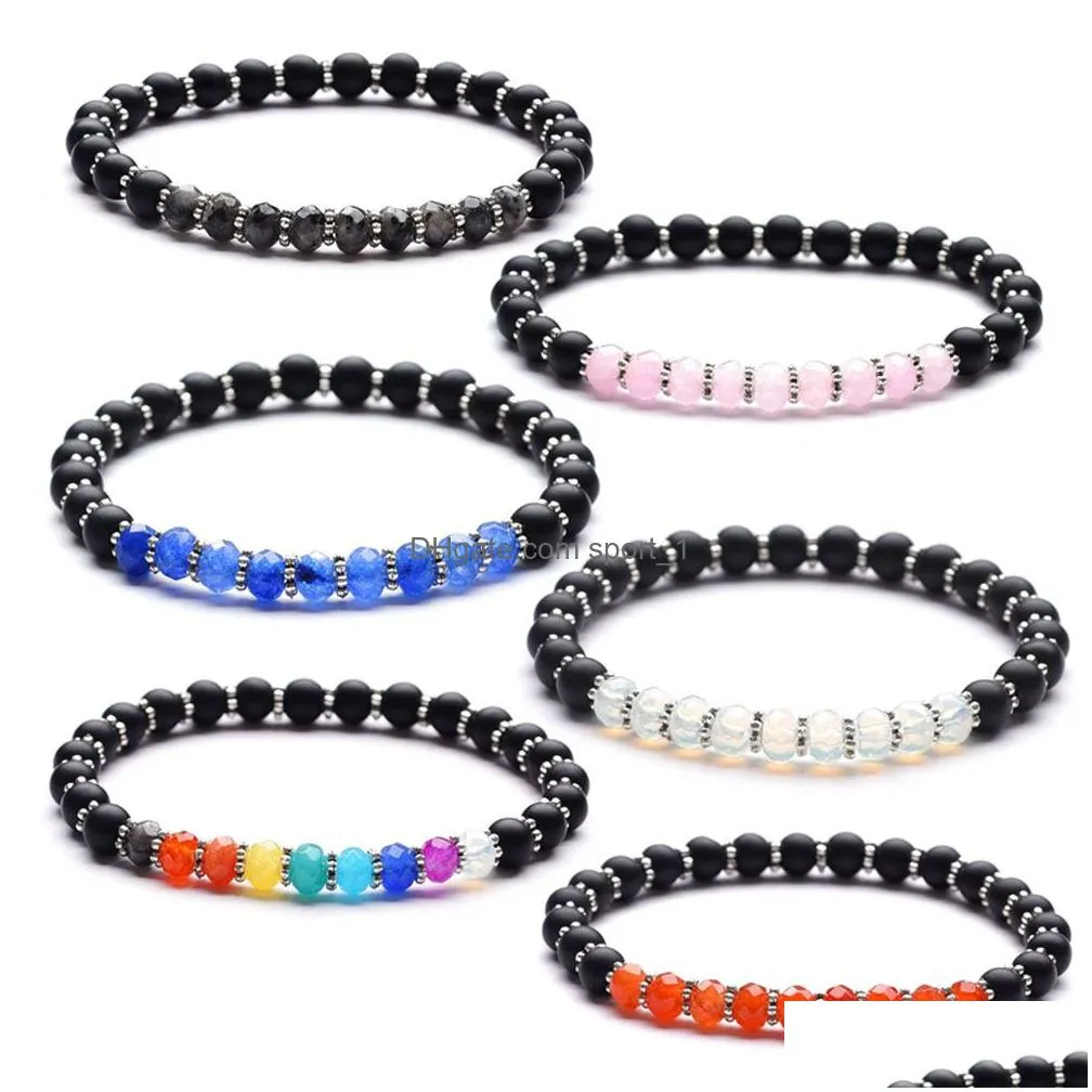 fashion natural stone bracelet 6mm opal pink crystal bead chakra bracelet for women bracelet